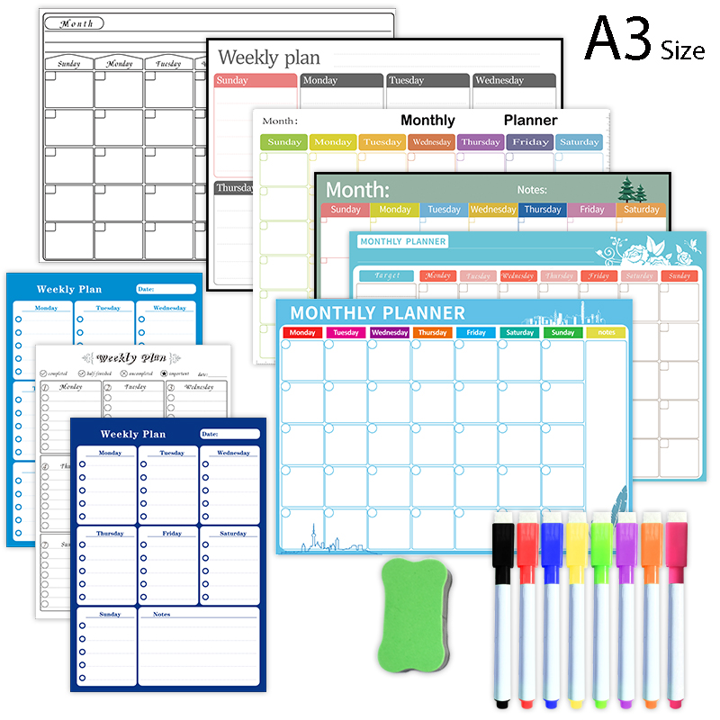 Magnetic Whiteboard Calendar - Calendario magnetico settimanale mensile, calendario da