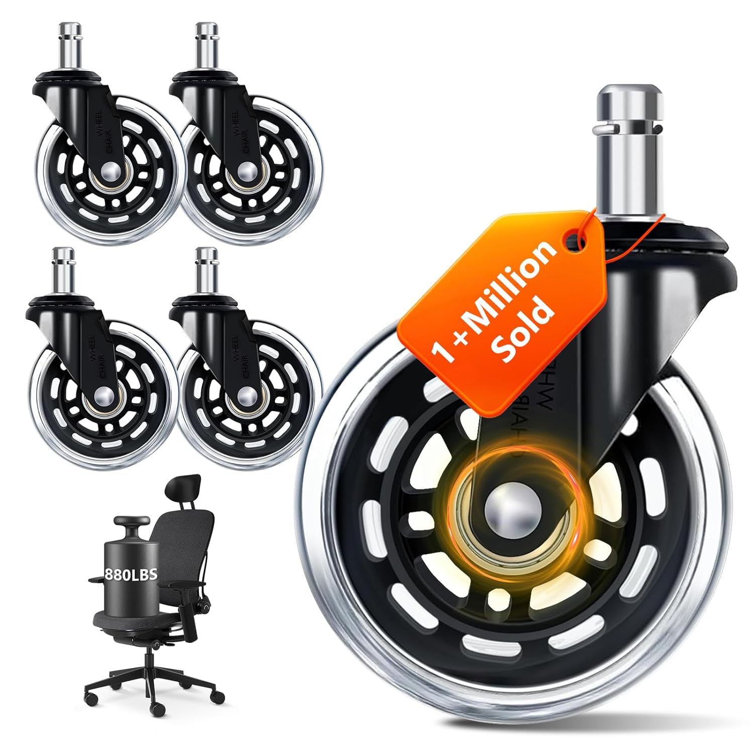 Office Furniture Plan - Set di 5 ruote per sedia
