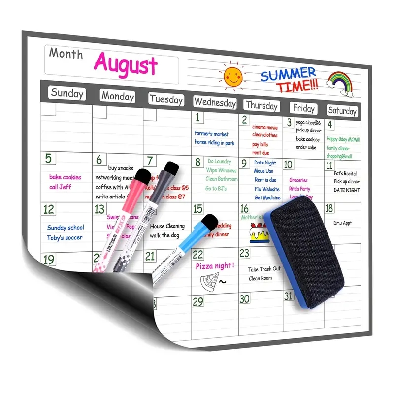 Magnetic Whiteboard Calendar - 1 Set Calendario magnetico cancellabile a