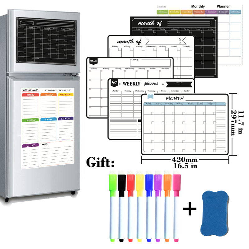 Magnetic Whiteboard Calendar - Agenda settimanale mensile magnetica formato A3,