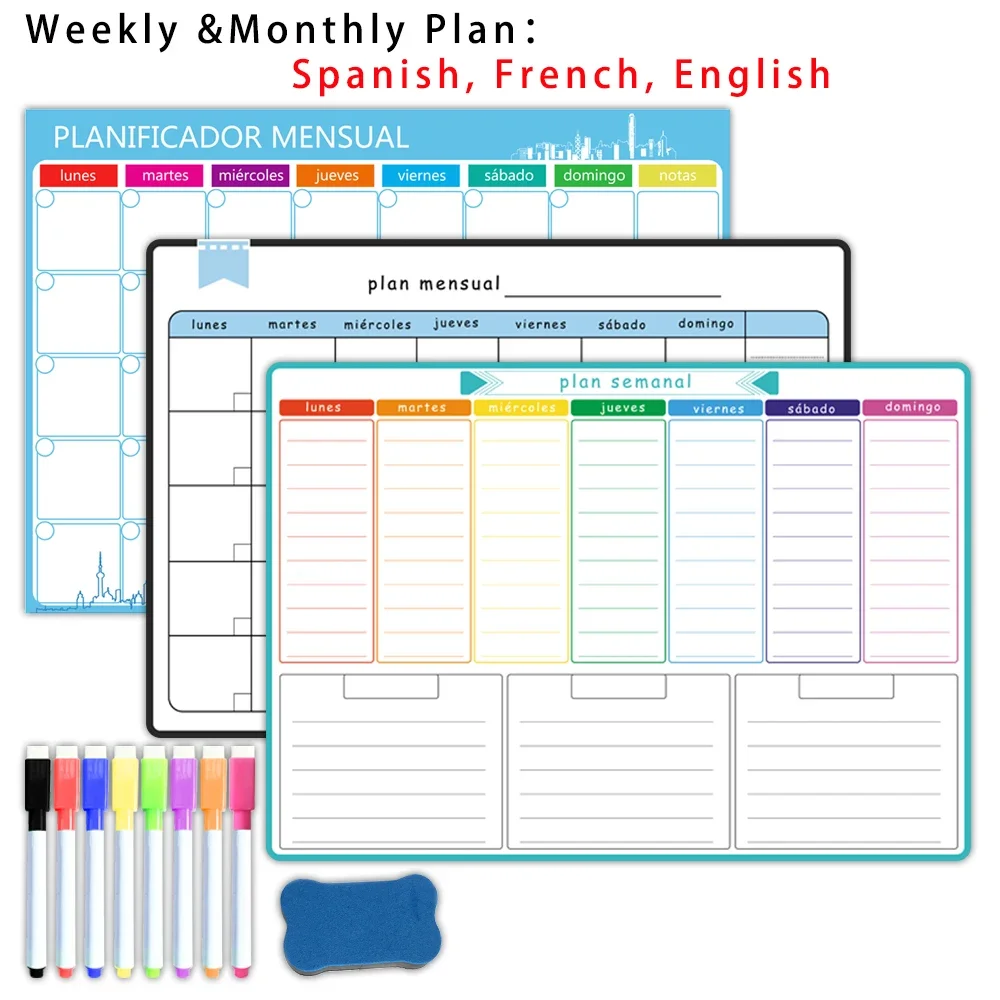 Magnetic Whiteboard Calendar - Agenda settimanale e mensile magnetica in