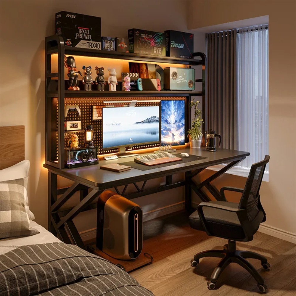 Office Furniture Plan - Scrivania da Gaming con Libreria e