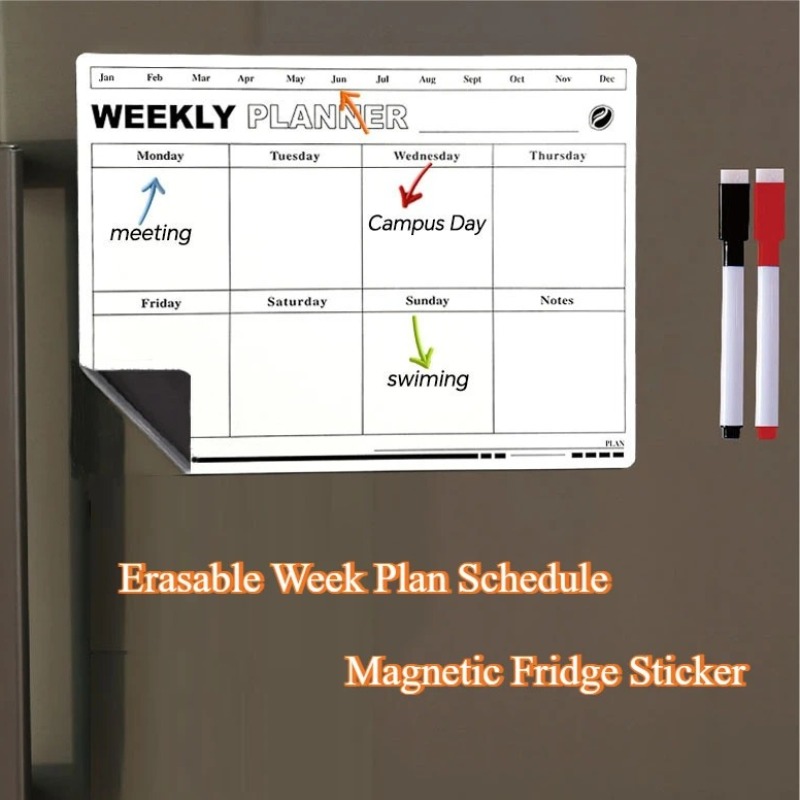 Magnetic Whiteboard Calendar - Agenda settimanale cancellabile Calendario Adesivo magnetico