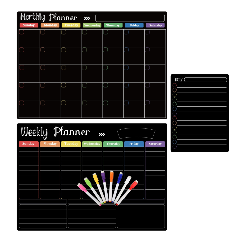 Magnetic Whiteboard Calendar - Calendario Magnetico per Frigorifero, Organizzatore Settimanale