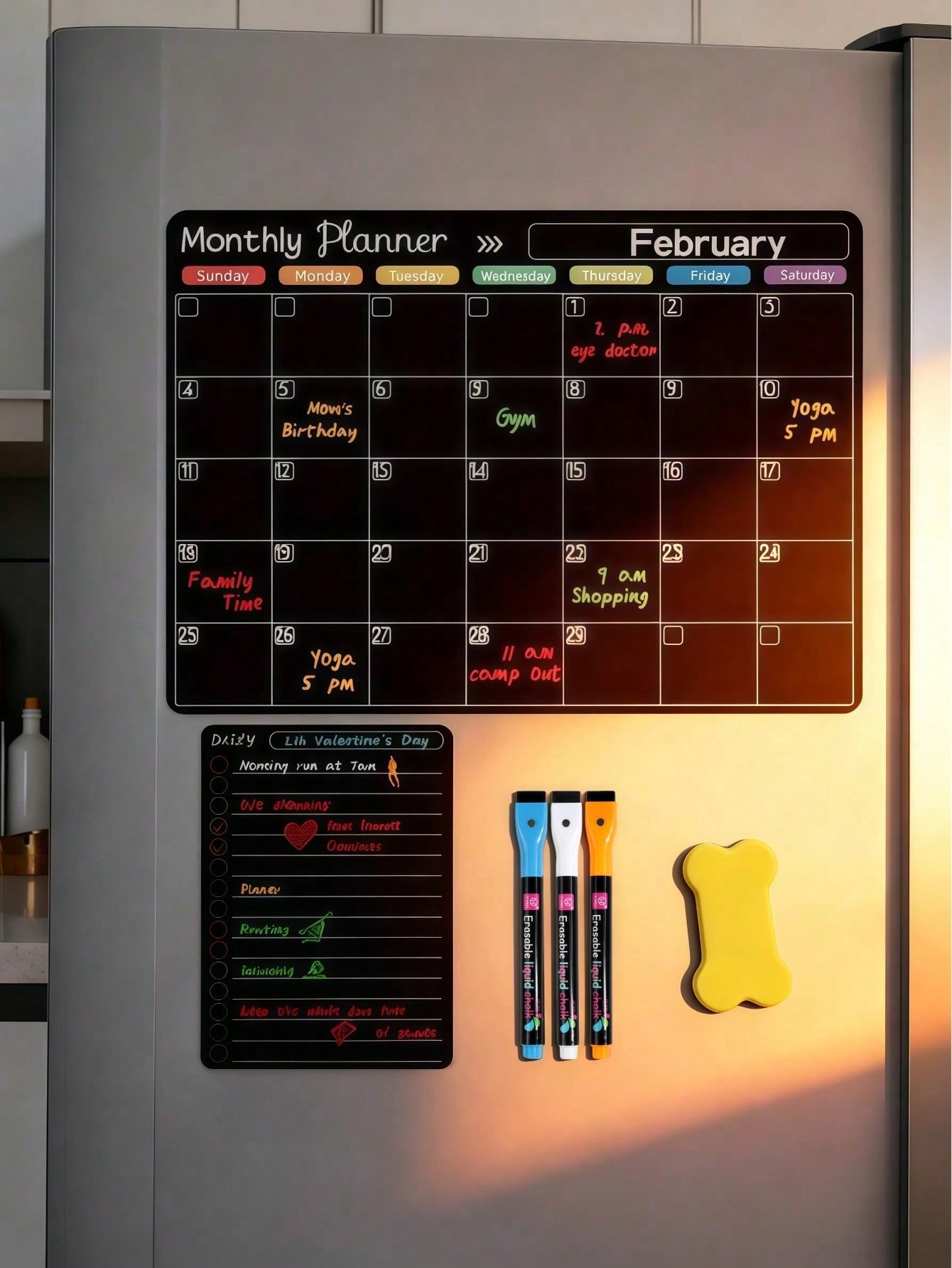 Magnetic Whiteboard Calendar - Calendario Magnetico Cancellabile per Frigorifero, Pianificatore