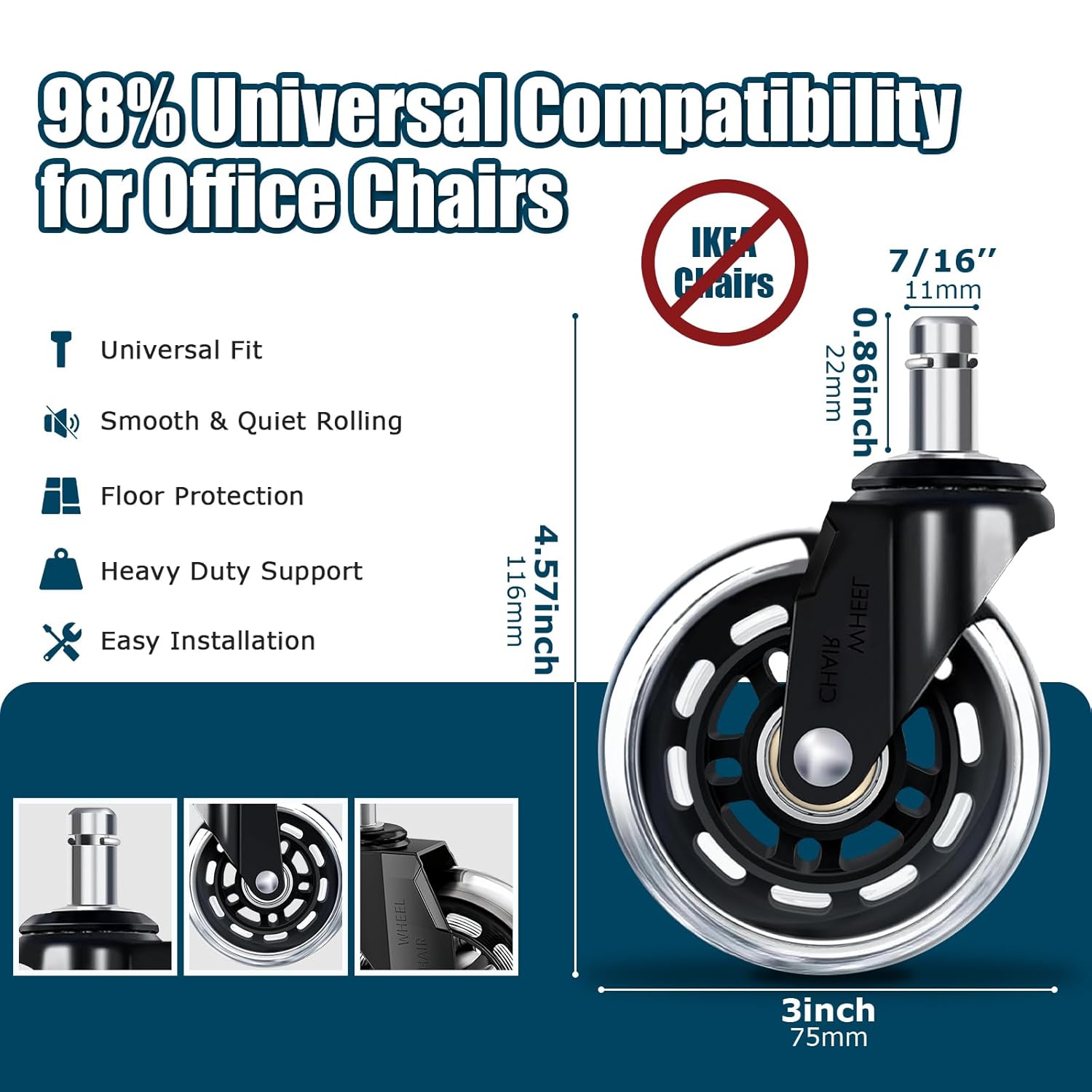Set di 5 ruote per sedia da uf - Office Furniture Plan recensione e prezzo